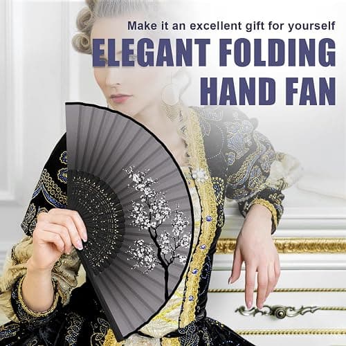 WEARXI Handheld Fan, 4 PCS Hand Fan, Chinese Folding Fan for Women Foldable, Silk Bamboo Hand Held Fan, Paper Hand Fan thumbnail 6