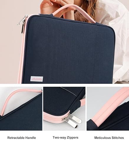 Dadanism 9-11" Tablet Sleeve Organizer Carrying Case with Handle for iPad 10th Gen 10.9", iPad 9/8/7th 10.2, iPad Air 11", iPad Pro 11", iPad Air5/4 10.9, Galaxy Tab A9+ Plus 11", Indigo & Pink - Indigo thumbnail 5