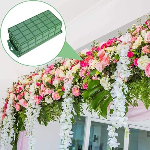 Mwellewm 2 Pcs Floral Foam Cage for Fresh and Artificial Flowers, Dry and Wet Rectangle Flower Cage Holders with Floral Foam Floral for Fresh Flowers, Wedding, Home and Garden Decorations thumbnail 4