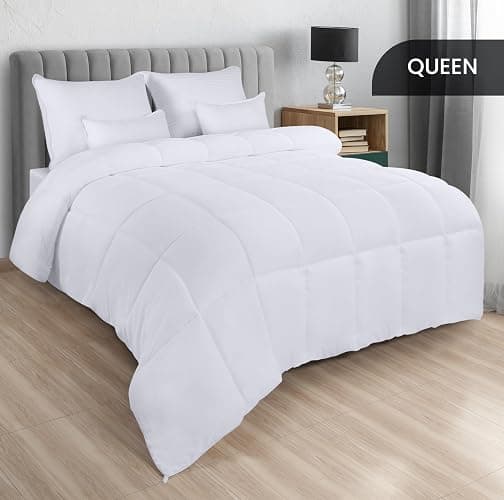 Utopia Bedding Comforters Queen Size, All Season Duvet Insert, Down Alternative Box Stitched Bed Comforter with Corner Tabs, Machine Washable (White) thumbnail 3