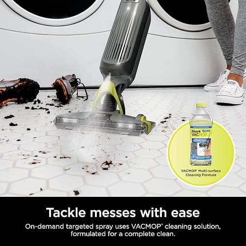 Shark VACMOP Cordless Hard Floor Cleaner, Vacuum and Spray Mop, Powerful Suction, Lightweight, LED Headlights, Includes 4 Disposable Pads, 12oz Multi-Surface Cleaning Solution, Gray, VM252 thumbnail 8