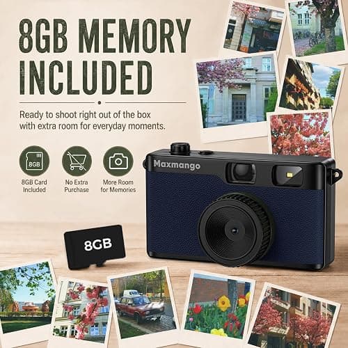Maxmango D53 Vintage Digital Camera - Screenless Vintage Camera Disposable Camera Replacement Includes 8GB SD Card-Blue thumbnail 4