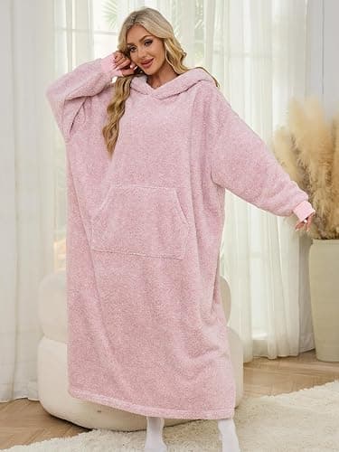 PJGGZ Snuggy Hooded Blanket for Adult, Wearable Blanket Hoodies for Women & Men Warm Cozy Sherpa Sweatshirt with Giant Pocket thumbnail 3