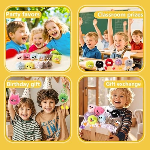 30PCS Party Favors Kids Keychains - Fun Keychain Cute Birthday Goodie Bags Stuffers for Kids Fuzzy Plush Keychain Bulk Monster Keychains Classroom Prizes Elementary Key Chains Bulk Treasure Box Toys thumbnail 3