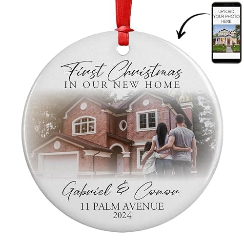 Custom New Home Ornament 2024 w/Your Home Photo, Address - 3" Our 1st Christmas in Our New Home Christmas Keepsake Ornament w/Optional Gift Box, Personalized Newlywed - With Photo thumbnail 8