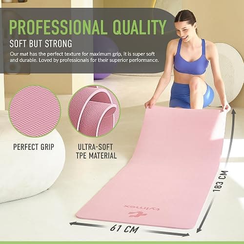 Tylmex Yogamatte TPE rutschfest 6mm | Umweltfreundliche Fitnessmatte für Yoga, Pilates & Workout | Trainingsmatte 183x61cm mit Tragegurt & Online-Übungsanleitung thumbnail 2