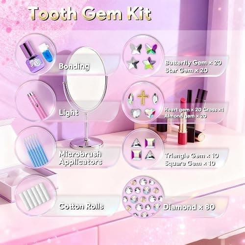 Luretrap Y2K Trendy 30 Pieces Crystal Tooth Gem Kit - Unleash Your Sparkly Smile, NTGK-24462 thumbnail 4