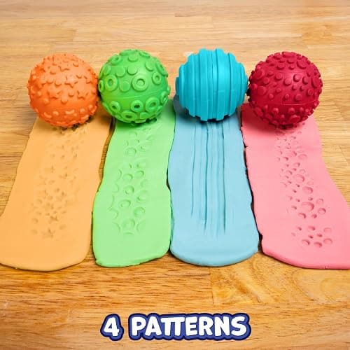 READY 2 LEARN Paint and Dough Texture Spheres, Set of 4 | Patterned Ink, Dough and Paint Stamps for Ages 2+, Mix and Match Colors and Patterns thumbnail 4