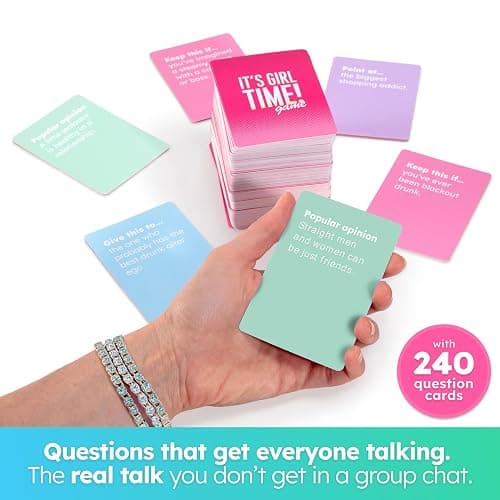 ⭐️ It’s Girl Time - Girls Night Card Game for Bachelorette, Galentines or Ladies Night - 240 Sweet & Sassy Questions with Challenges - Fun Party Game for Adults & Teens thumbnail 6