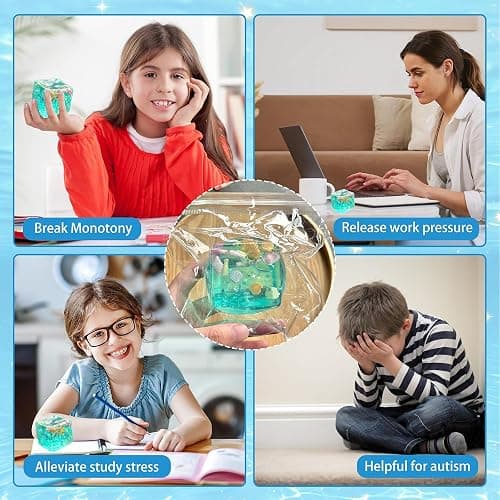 Solis Convene Ice Cube Cube Fidget Toys - Sensory Toys for Adult with Real Sea Shells, Squishy Fidget Toy for ADHD, Anxiety Relief | Non-Toxic Squeeze Ball for Focus & Calm for School, Office thumbnail 7