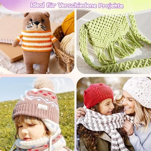 Coopay Wolle zum Häkeln, 225g (5x45g) Weiches Häkelgarn, 5 Faiding Wolle zum Stricken, Babywolle zum Häkeln für Anfänger, Super Weich Häkelgarn Babywolle für Häkel- und Strickprojekt - Khaki Weiß thumbnail 6