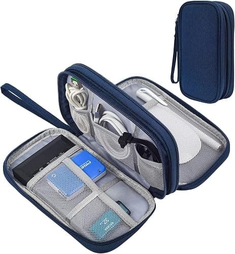 CAOODKDK Electronic Organizer Travel Cable Accessories Bag, Electronic Organizer Case, Electronic Accessories Organizer Bag for Power Bank, Charging Cords, USB Cable, Earphones (Navy Blue) - Image 1