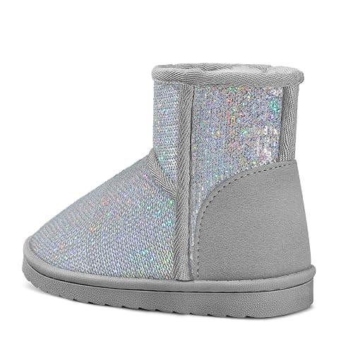 K KomForme Girls Winter Boots Sparkle Sequins Warm Snow Shoes Fur Lined Lightweight Comfy (Toddler/Little Kids/Big Kids) thumbnail 6