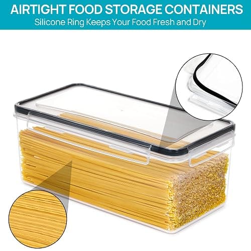 Vtopmart Airtight Food Storage Containers with Lids 4PCS Set 3.2L, Plastic Spaghetti Canisters for Pasta organizer, BPA Free Air Tight Kitchen Pantry Organization thumbnail 4