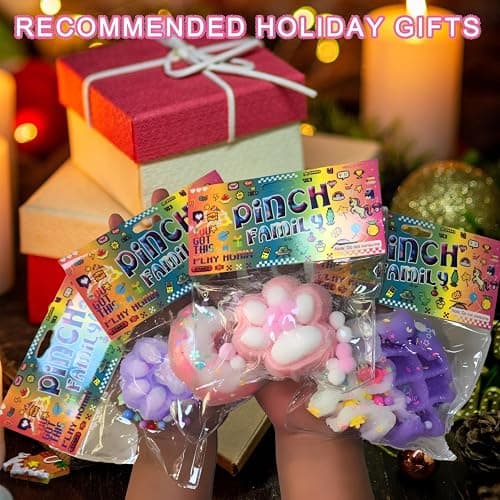 4pcs Taba Squishy Cat Paw Donut Squeeze Toys, Kawaii Mochi Sensory Toys, fufu Squishy for Cute Toys,Fidget Novelty Things,Suitable for Kids Teenage thumbnail 8