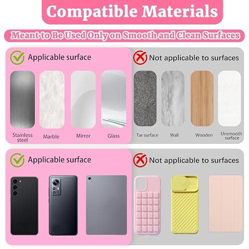 Yuibthr 4 Pack Silicone Suction Cup Phone Case Mount Double Sided Detachable, Reusable Strong Grip Holder Hands-Free Phone Accessories for Selfies & Videos (Pink+Black+Rose+White) thumbnail 5