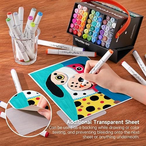 Shuttle Art Alcohol Markers Brush tip, Dual Tip Brush & Chisel Tip Art Marker Set, 50 Colors plus 1 Blender Permanent Marker Pens with Case Perfect for Illustration Students Adults Coloring thumbnail 6