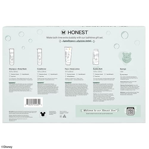 The Honest Company Bathtime Gift Set, Disney Design + Fragrance-Free | Disney-Design Fragrance-Free Bathtime Set: Shampoo & Body Wash, Lotion, Bubble Bath, Conditioner & Sponge. Hypoallergenic. thumbnail 7