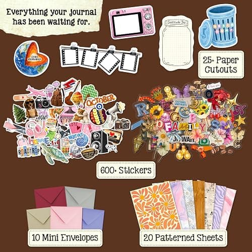 My Artsy Stash – Scrapbooking Kit, Journaling Kit & Junk Journal Supplies | For Teens, Tweens & Adults, 600+ Stickers & Cutouts, Patterned Paper, DIY Diary Decorating, Aesthetic Craft Gift Ages 10+ thumbnail 3