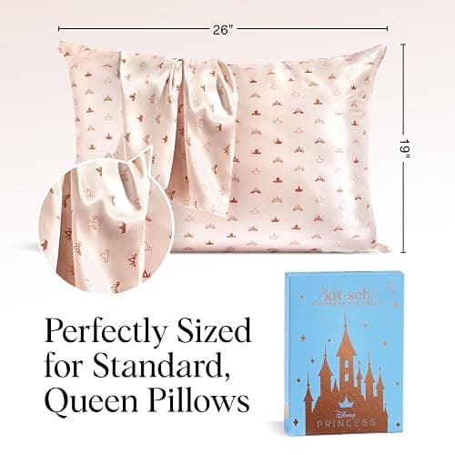 Kitsch & Disney Desert Crown Satin Pillowcase with Zipper – Soft Cooling, Better Than Silk Pillowcase, Disney Design for Kids Rooms & Toddler Bed Time Pillow Case – Queen/Standard 19x26 thumbnail 3