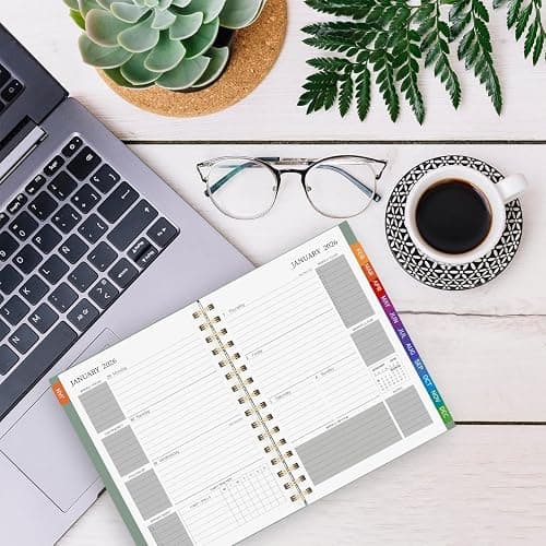 2026 Diary A5 Week to View, 2026 Planner, Jan to Dec 2026, Diary 2026 with Monthly Tabs, Twin-Wire Binding, Weekly & Monthly To Do, Inner Pockt for School & Work - Green (8.5" x 5.9") thumbnail 6