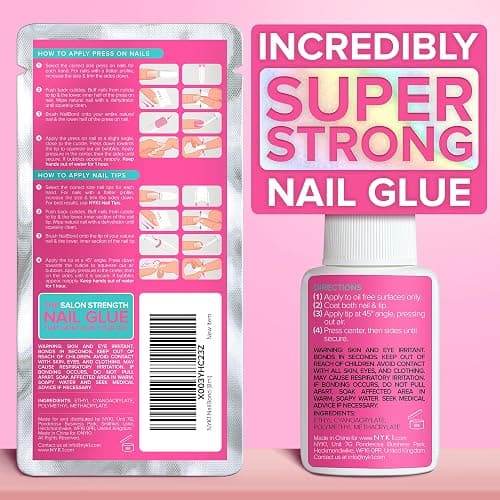 NYK1 Super Strong Nail Glue for Press On Nails, Nail Tips & Acrylics | 8ml | NailBond Brush On Glue for Press Ons, Tips & Acrylics - Long Lasting, Maximum Strength, Mess-Free Application thumbnail 8