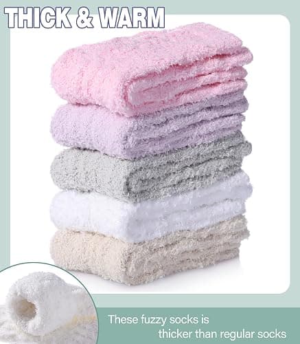 DOSKONI Fuzzy Socks for Women Fluffy Slipper Socks Cozy Winter Warm Soft Microfiber Plush Home Sleeping Gift Socks thumbnail 4