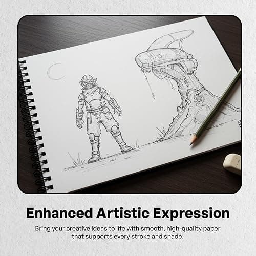 PINNORA Creative A3 Sketchbook (100GSM) - Black Hardcover Sketch Book with Thick Cartridge Paper | Twin-Wire Spiral Bound Sketch Pad, A3 Drawing Pad for Sketching - Art Book for All Ages (50 Pages) thumbnail 6