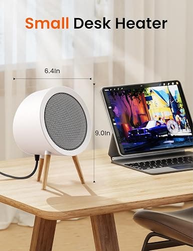 Gaiatop Portable Space Heater for Indoor Use, 1000W/600W Small Electric Desk Heater for Bedroom or Office, 2s PTC Ceramic Heating, Overheat & Tip-Over Protection, Cute Gifts for Women Men, White thumbnail 2