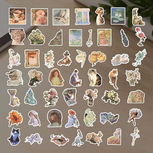 310 PCS Vintage Stickers, Scrapbook Sticker, Aesthetic Stickers for Adults Teens Girls, Waterproof Retro Design Vinyl Decals for Water Bottles, Scrapbooking, Journaling, Laptop, Kindle, Luggage thumbnail 2
