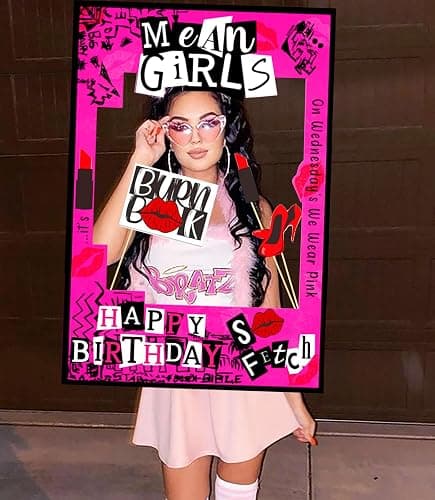 LaVenty Mean Girl Birthday Party Photo Booth Props Frame Mean Girl Party Decoration Y2k Birthday Party Decorations Hot Pink Girls Birthday Party Supplies thumbnail 4