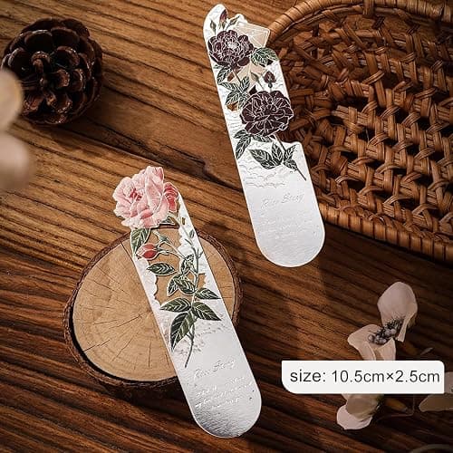 Snycler Flower Hollow Metal Bookmarks,Romantic Flower， Pack of 4PCS, Reading Bookmarks, Book Clips, Book Clasps, Exquisite and Beautiful Suitable as Gifts thumbnail 2