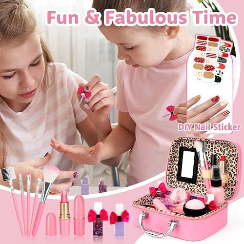 Kids Makeup Kit for Girl, Washable Make Up Set Girl Toys, Real Girls Makeup Kit, Princess Children Toddler Make Up Set with Cosmetic Case Christmas Birthday Gift for Girls Age 4 5 6 7 8 Year Old thumbnail 6