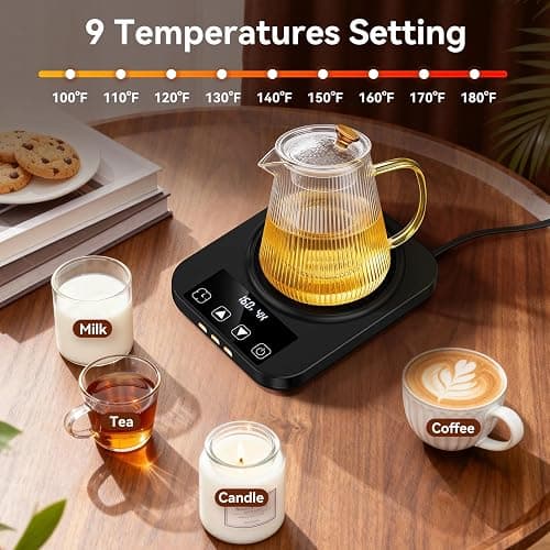 Coffee Mug Warmer & Mug Set for Desk, Electric Coffee Cup Warmer with 16oz Heated Mug, Temperature Control Smart Coffee Heater with Auto Shut Off & 9 Temp Settings, Gifts for Men Women, Black thumbnail 4