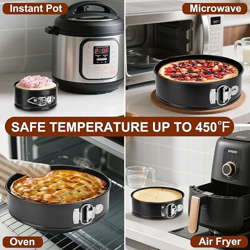 isheTao Springform Pan Set of 4, 4/7/9/10inch Cake Pan, Non-Stick Leak-Proof with Removable Bottom, Cheesecake Pan for Baking, Black thumbnail 5
