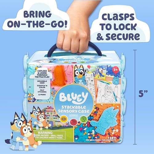 Bluey Stackable Sensory Case, Reusable Sensory Bin with Stickers, Sensory Play Sand Bags, Coloring Activities, Toddler Activities, Sensory Toys, Sensory Toys for Toddlers 1-3 thumbnail 3