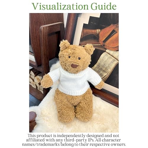 LICHADUOLE 9-12"/30cm Plush Outfit Set: Knit Sweaters + Corduroy Overalls for Medium Bartholomew Bear Doll Clothing for Fuller-Figured Teddy Bears (NO Doll) thumbnail 7