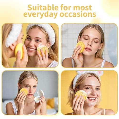 100-Count Compressed Facial Sponges, Natural Cosmetic Spa Sponges for Facial Cleansing, Exfoliating Mask, Makeup Remover, Travel Face Sponges - Yellow thumbnail 7