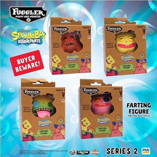 Fuggler Series 2 Farting Figures Sensor-Activated Noisy Collectible Figure with Hidden Sound Surprise Creepy Expressions Weird Fun (Spongebob) thumbnail 7