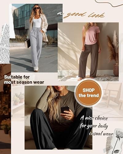 Neer 3 Pack Women's Baggy Sweatpants with Pockets, Wide Leg Yoga Pants Cozy Thick Lounge Pants Drawstring Casual Loose Jogger thumbnail 2