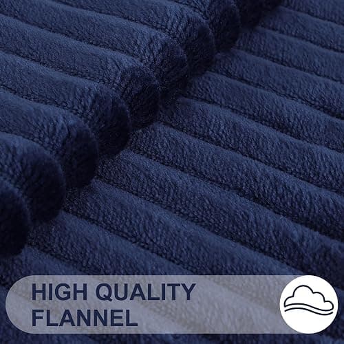 Simmore Decorative Spring Throw Pillow Covers 18x18 Set of 2, Soft Natural Plush Flannel Double-Sided Fluffy Couch Pillow Covers for Sofa Living Room, Navy Blue thumbnail 4