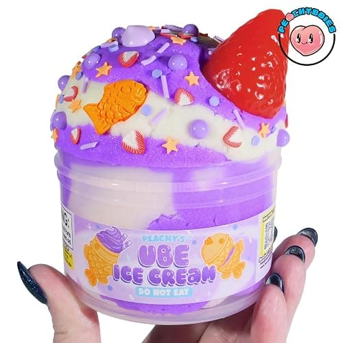 Peachybbies Ube Ice Cream Cloud Slime - Made in USA Premium, 100% Authentic, 7 oz, Scented for Kids, ASMR, Slime Charms, Fidget Toys thumbnail 6