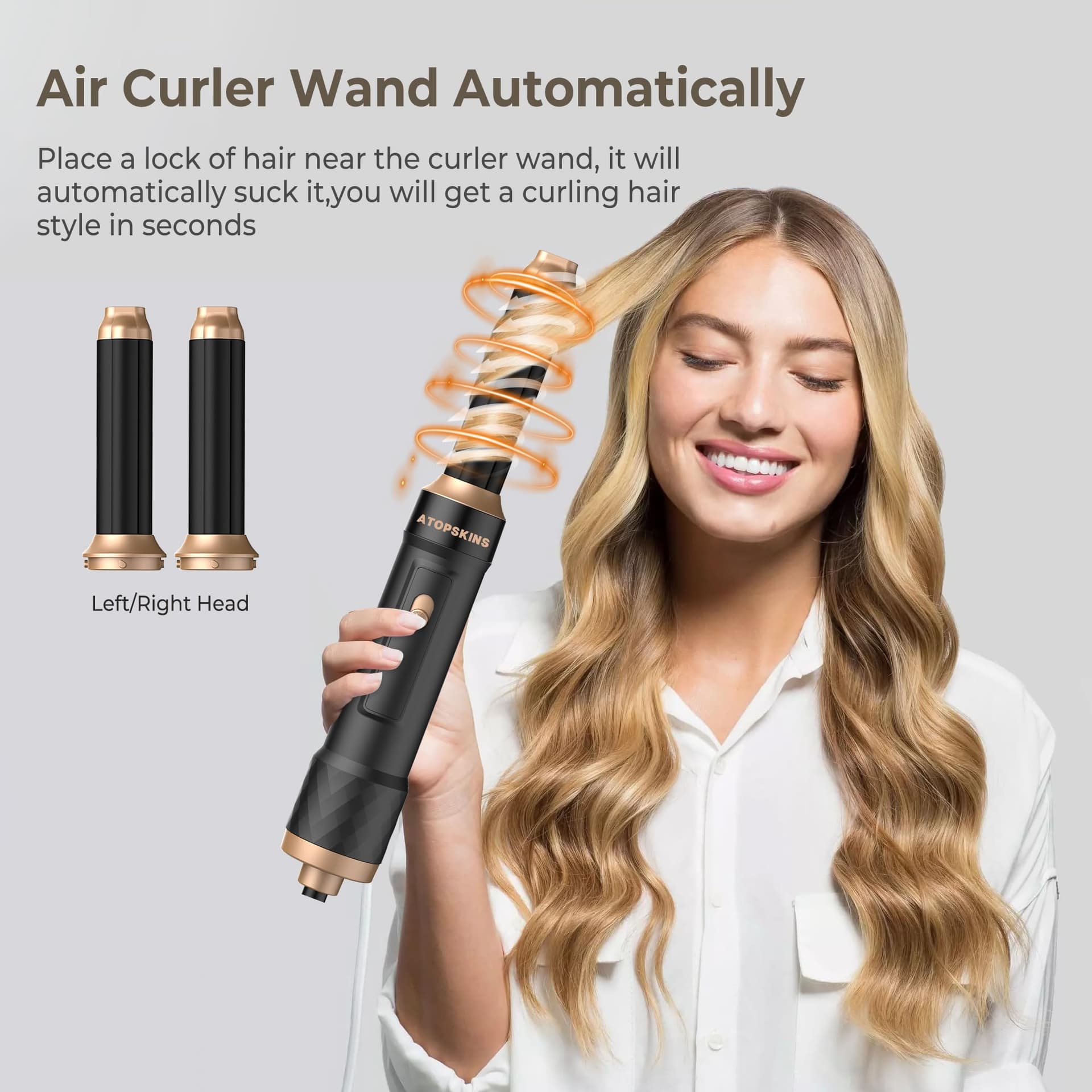 Haardrogerborstel, 6-in-1 Air Styler, 1000 W, föhnborstel met haardroger, ronde borstel, luchtkrultang, stijlborstel voor haar, zwart thumbnail 5