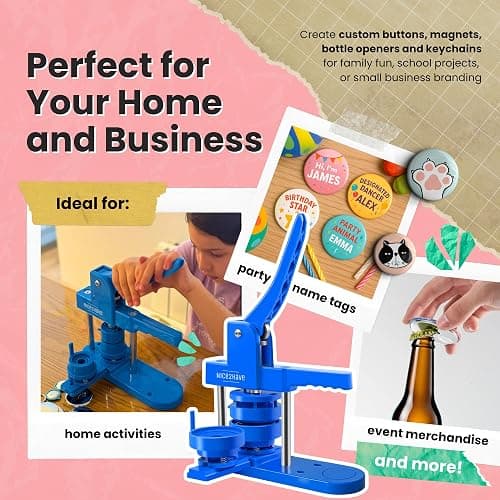 Button Maker Machine 1+1.25+2.5 Inch Pin Maker Kit - Multiple Size Molds, 500 Buttons, 15 Fridge Magnets, 15 Bottle Openers, 15 Keychains, Cutters, and 500+ Button Designs for DIY Crafts thumbnail 5