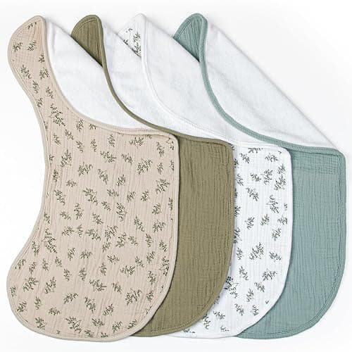 lulumoon Muslin Burp Cloths Babies: 100% Soft Cotton Large Burping Cloths - Neutral Baby Burp Rags for Boys and Girls - Absorbent Burp Cloth for Spit-Ups 4 Pack - Image 1