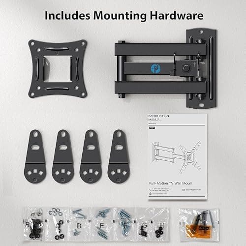Pipishell Full Motion TV Wall Mount for Echo Show 21/15 and 13-43 Inch Flat Curved Screen TVs & Monitors, Max VESA 200x200mm up to 44lbs, TV Mount Wall Bracket with Rotation Swivel Tilt Extension thumbnail 7