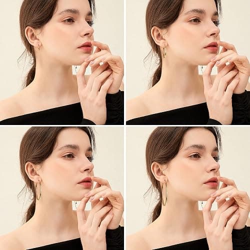 Magitaco 8 Pairs Clip On Hoop Earrings Stainless Steel Clip On Earrings for Women Fake Hoop Earring Spring Hoop Earring For Non-Pierced Ears thumbnail 7