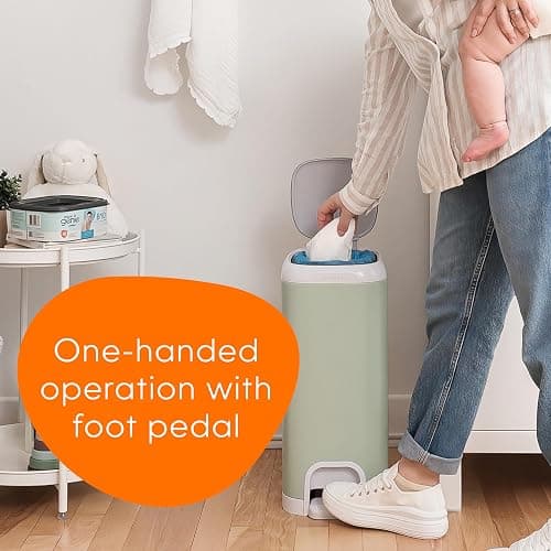 Diaper Genie Select Pail (Green) is Made of Durable Stainless Steel and Includes 1 Starter Square Refill That can Hold up to 165 Newborn-Sized Diapers. thumbnail 8