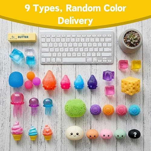 9 Pack Squishy Squeeze Toys, Slow Rising Soft Squishy Set with 9 Different Designs, Random Colors, Stretchy Hand Fidget Set for Desk, Office, and Daily Use thumbnail 3