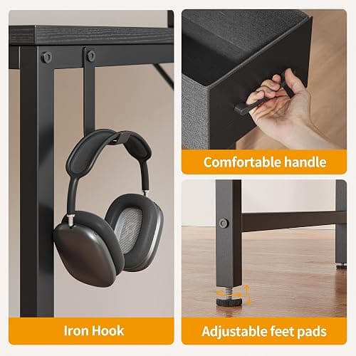 CubiCubi Computer Desk with 2 Drawers, 55 Inch Small Home Office Desk Study Writing Table, Black thumbnail 6